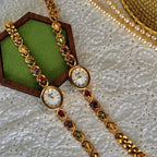 1Pc New High-End Luxury Women'S Watch Embedded with Colorful Tourmalines, Diamonds and an Oval Shaped Mother of Pearl Dial.