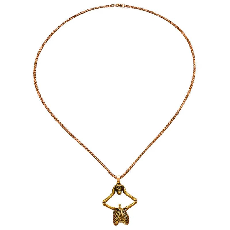 Fashion Halloween Skull Necklace Gothic Dark Skeleton Pendant Collarbone Chain Men Women Necklaces Jewelry Accessory Gifts
