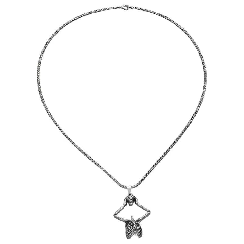 Fashion Halloween Skull Necklace Gothic Dark Skeleton Pendant Collarbone Chain Men Women Necklaces Jewelry Accessory Gifts