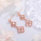 2025 New Exquisite Shiny Rhodium Plated Mother-Of-Pearl Hollow Four-Leaf Clover Pendant Necklace Ring - Women'S Jewelry Gift