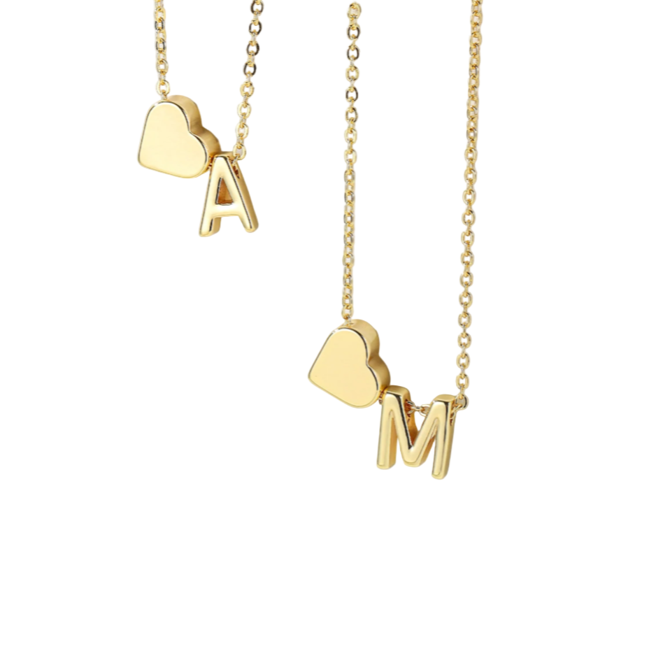 I Heart My BF Initial Necklace