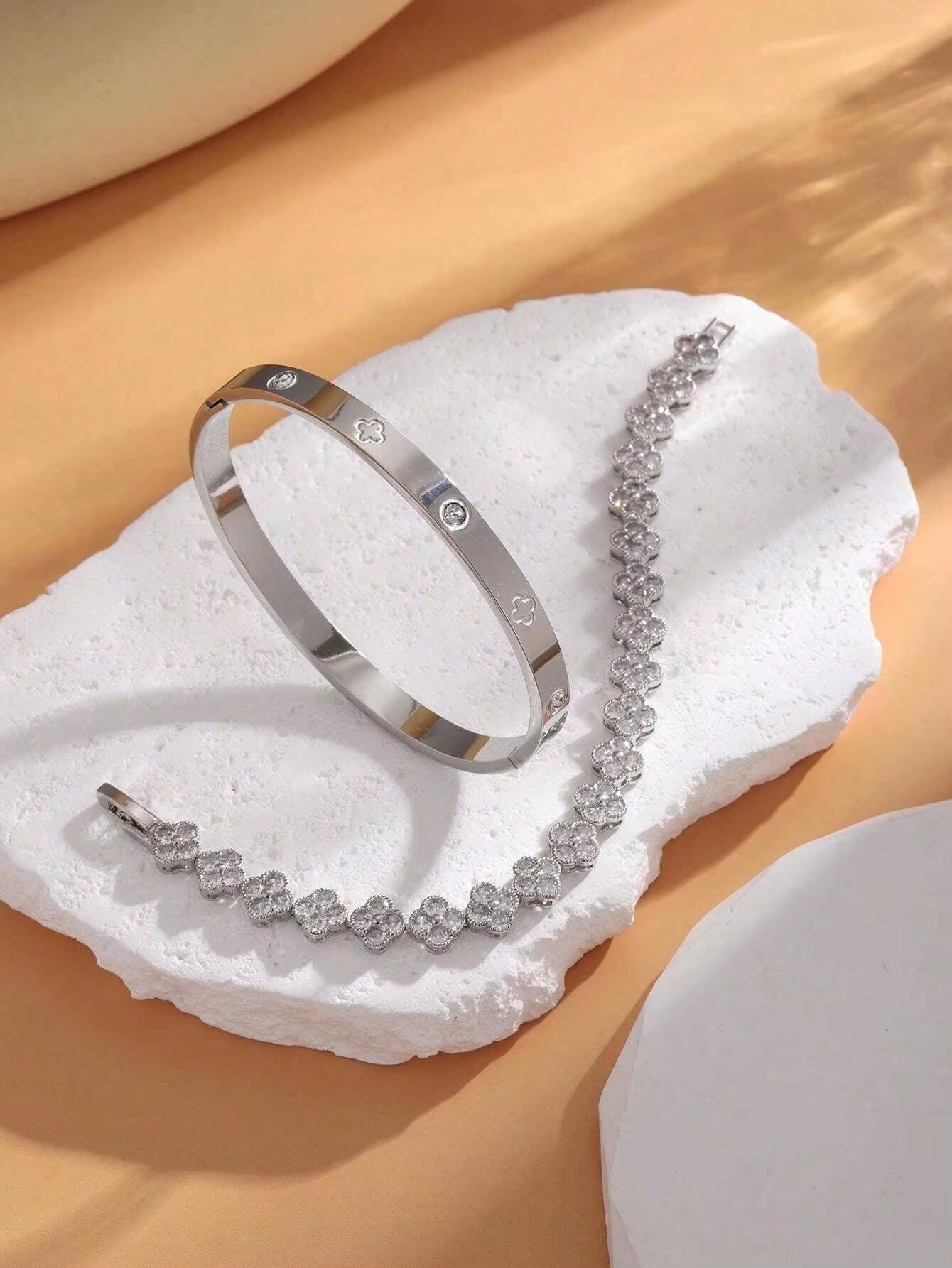 Clover Bangle Stack Bracelets