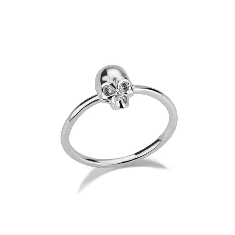 Gothic Skull Ring for Women Gold Color Retro Thin Edge Stainless Steel Punk Hip Hop Aesthetic Waterproof Jewelry Dropshipping