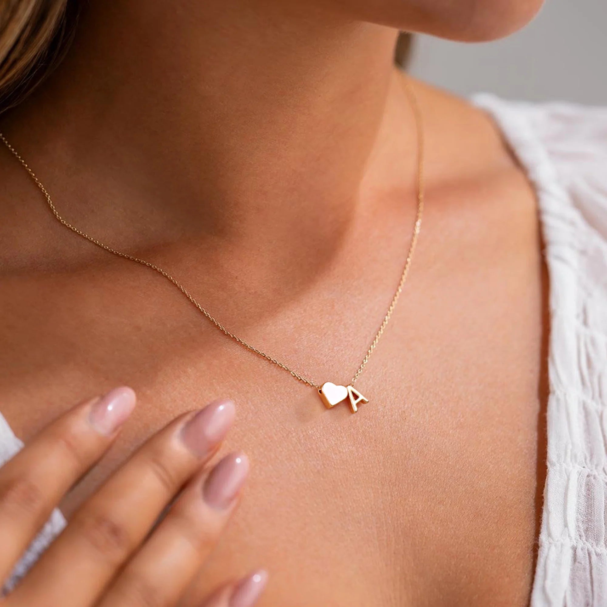 I Heart My BF Initial Necklace