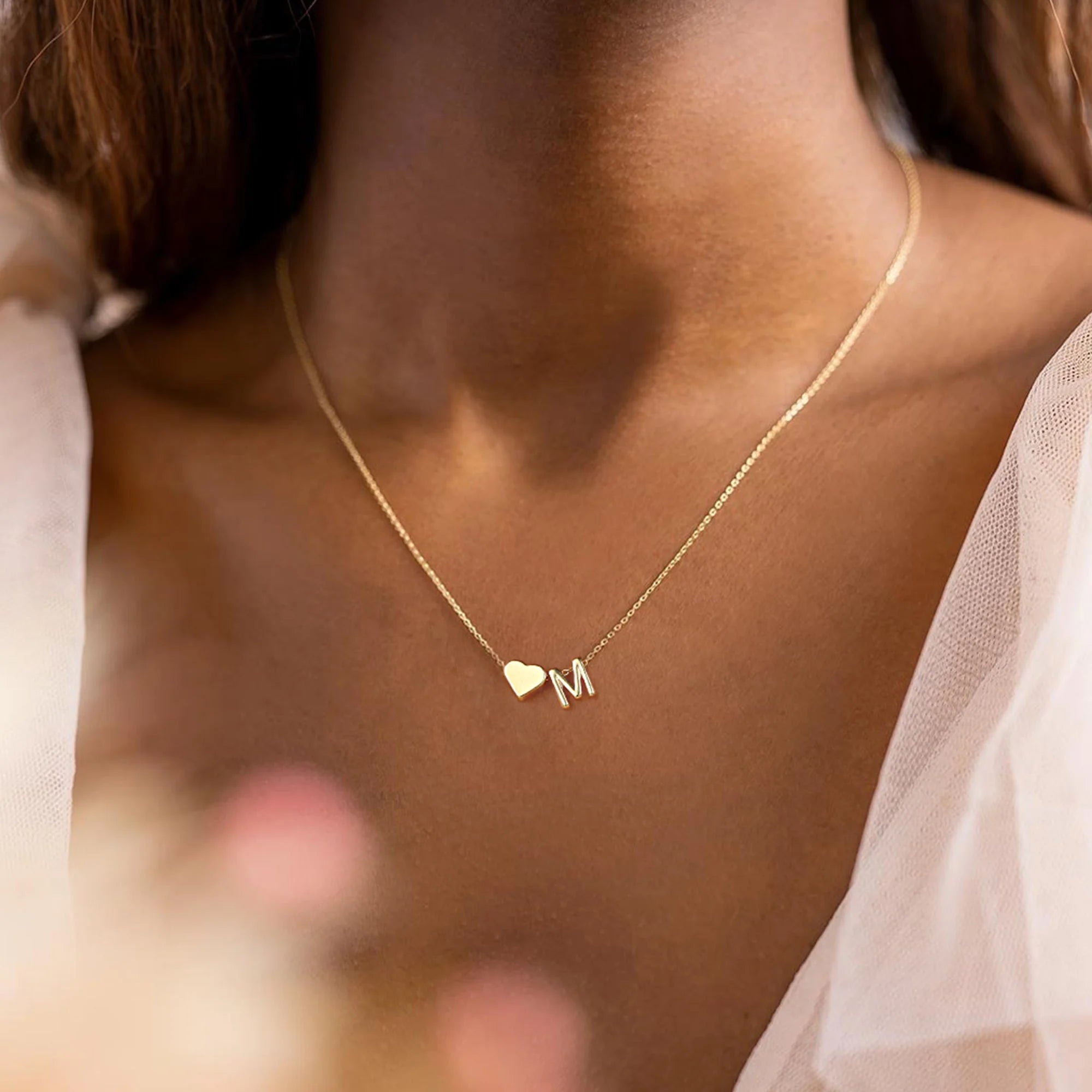 I Heart My BF Initial Necklace