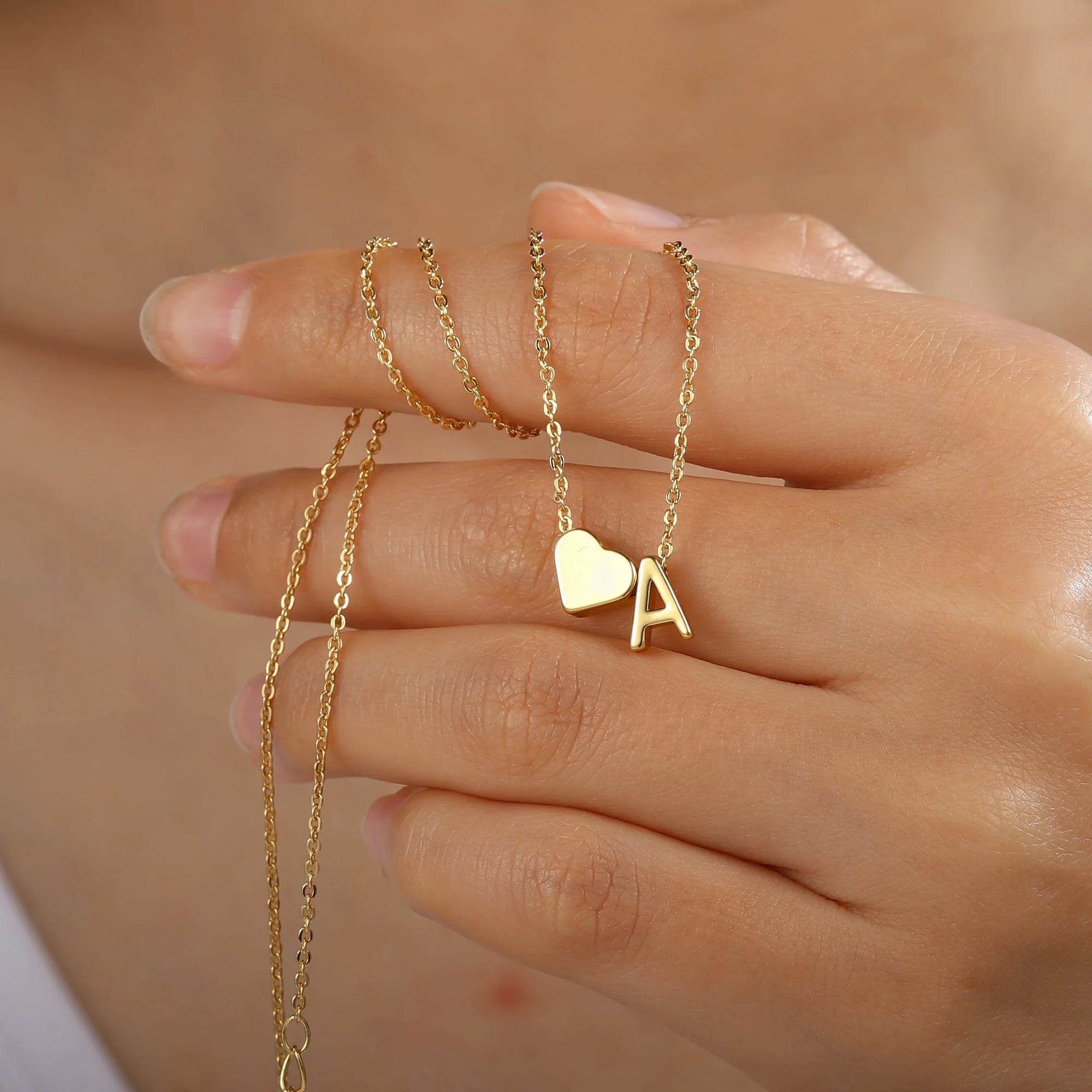 I Heart My BF Initial Necklace