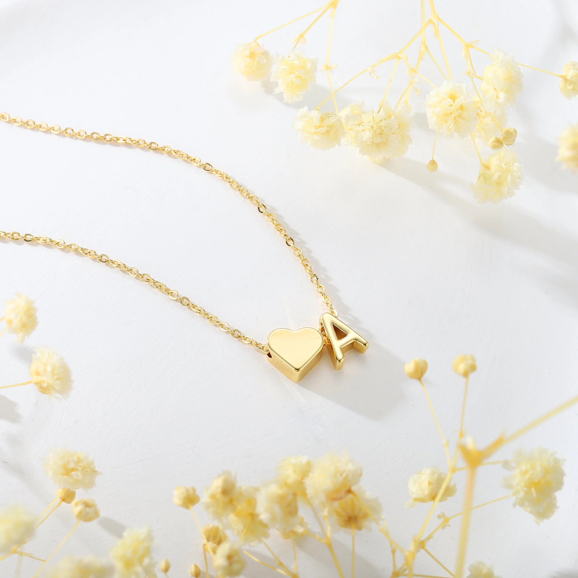 I Heart My BF Initial Necklace