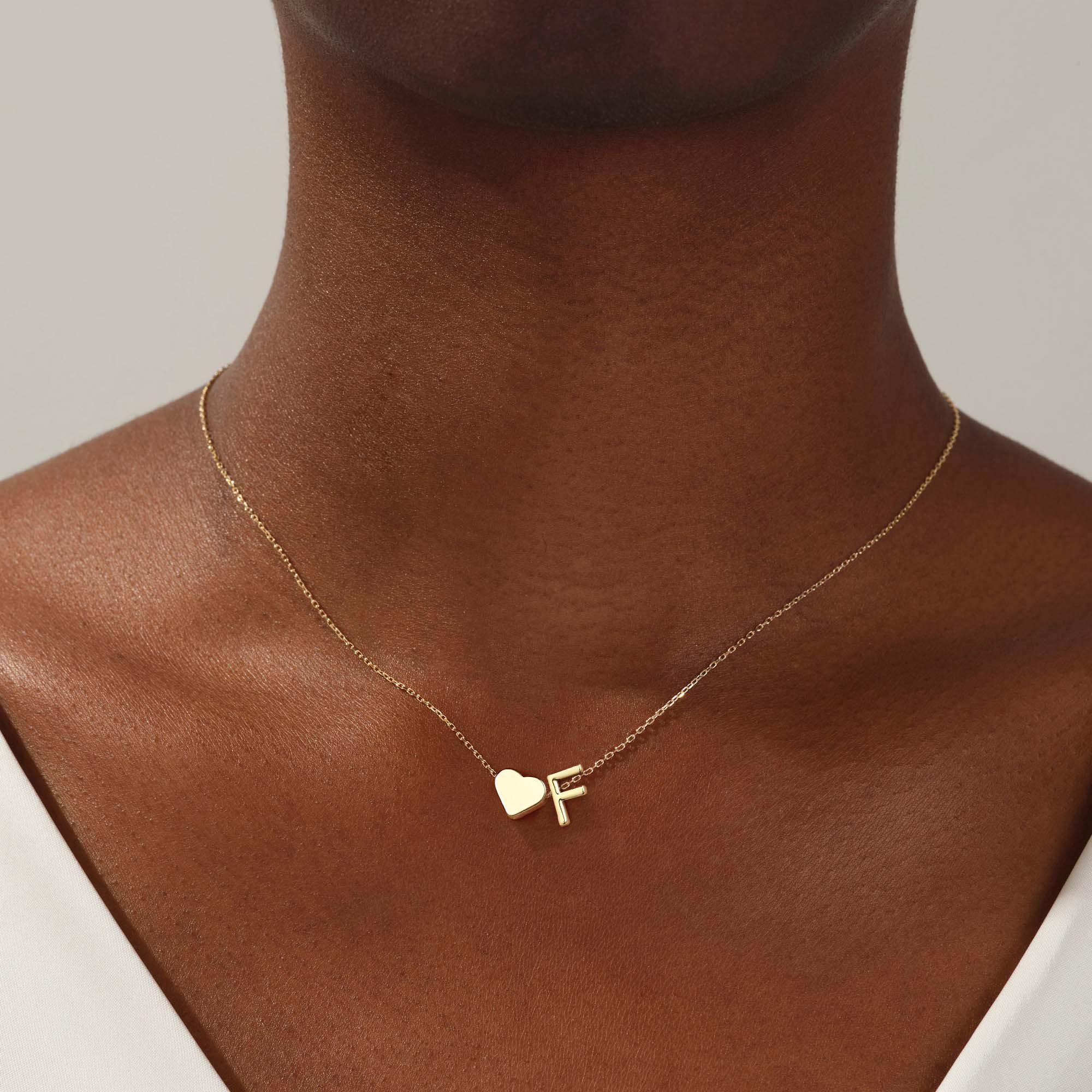 I Heart My BF Initial Necklace