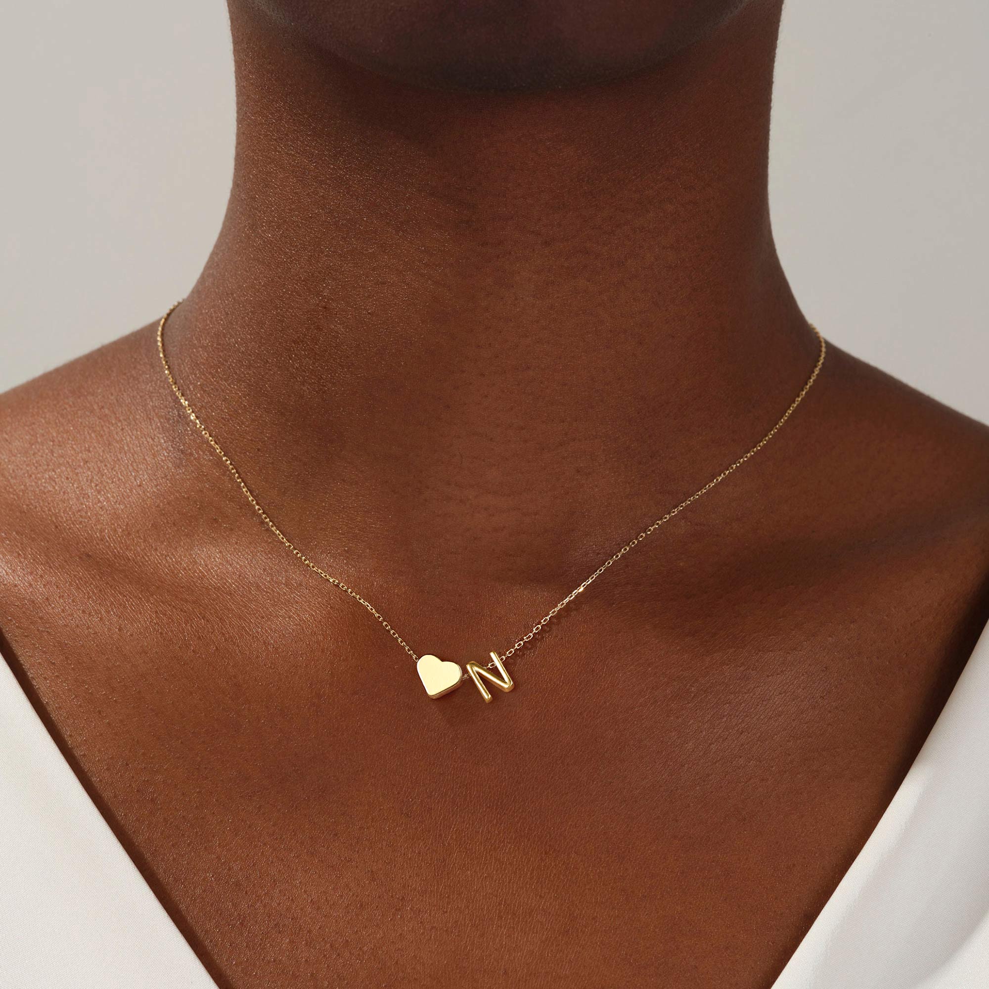 I Heart My BF Initial Necklace