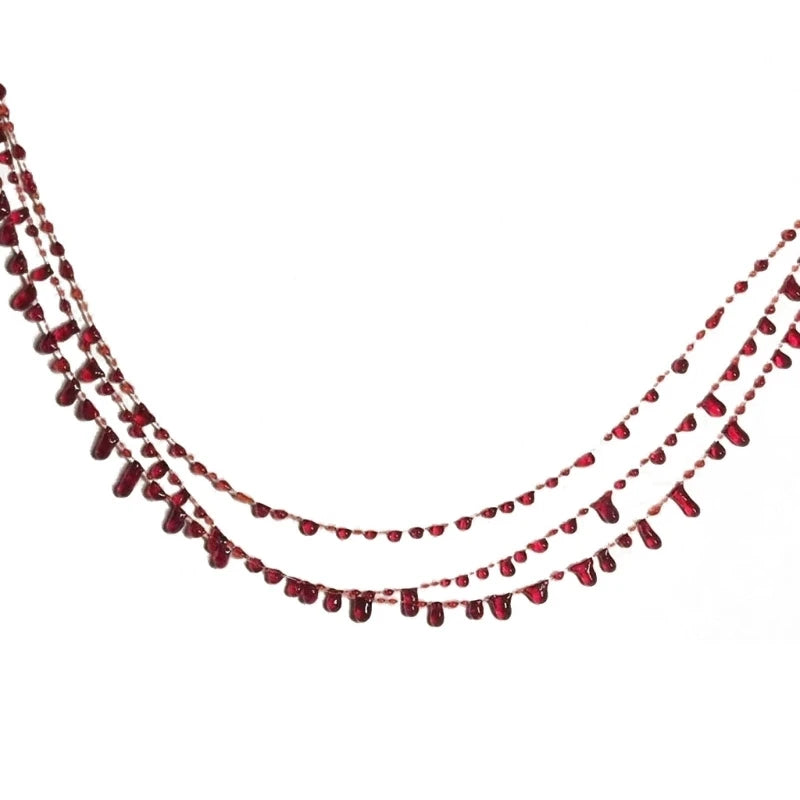 A52E Red Resin Blood Drop Necklace Unique Red Resin Pendant Clavicle Chain Muiltfunction Bloody Droplet Chokers Necklace Gift