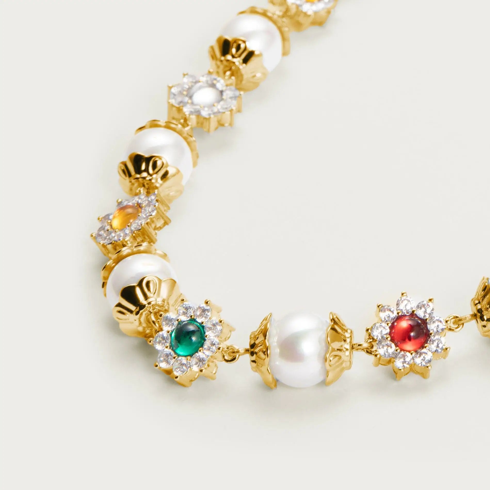 Daisy Pearl Necklace - Silver