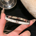 1Pc Titanium Steel Silver Bracelet, Fashionable Classic Style, Stainless Steel Bracelet,Inlaid with Zircon,For Womens Daily Wear