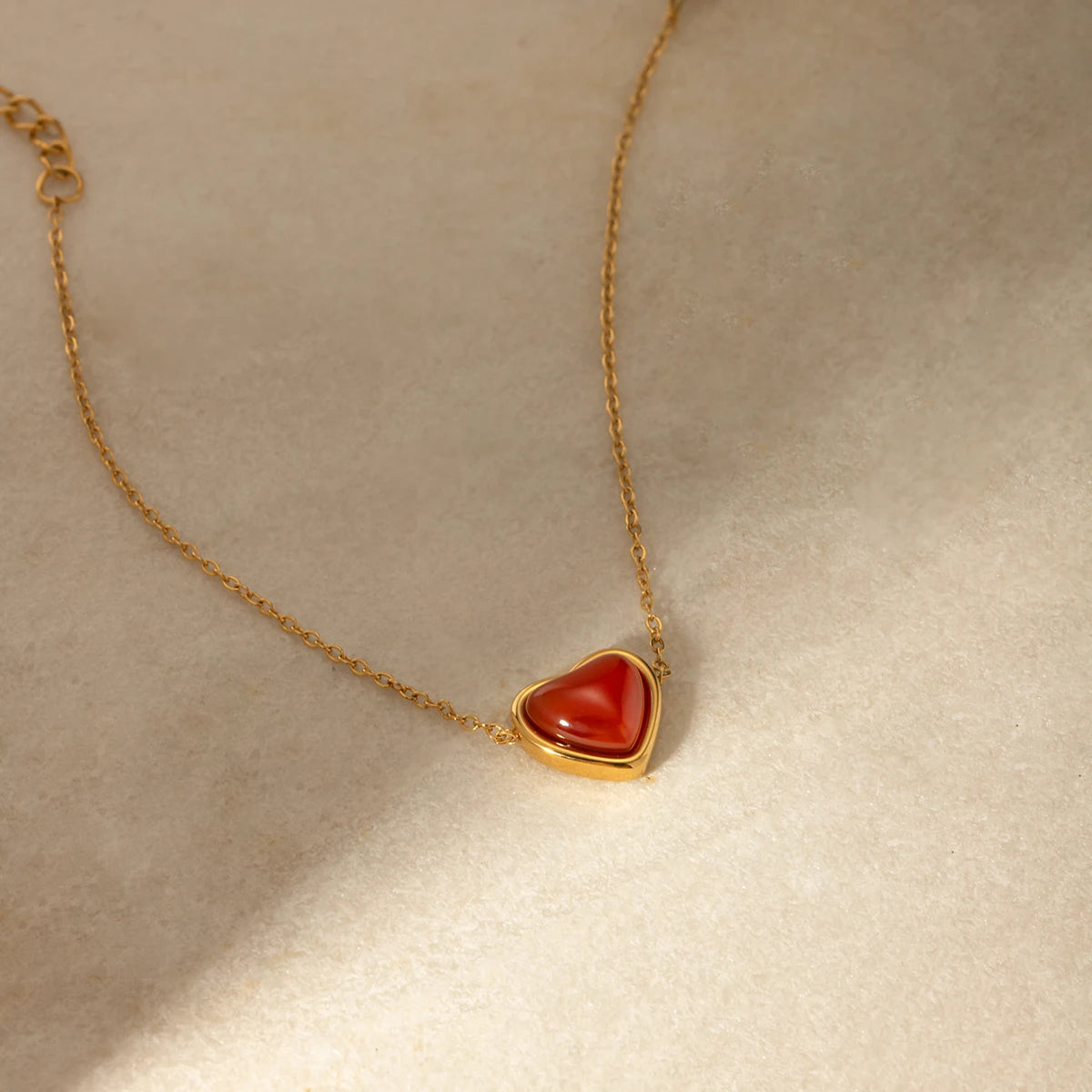 Carnelian Stone Heart Necklace