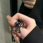 New Gothic Punk Dark Spider Open Ring Retro Moonstone Black Ring for Women Spider Finger Rings Jewelry Gift