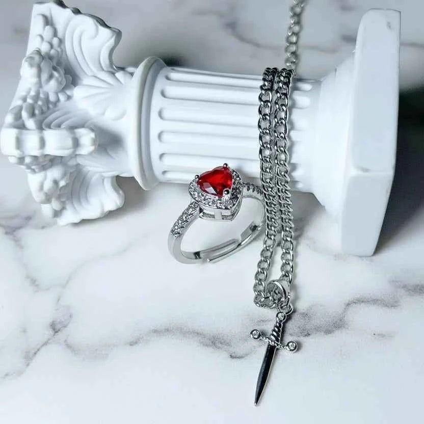 HEART & DAGGER RING AND BRACELET (Copy)