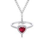 Heart & Dagger Ring and Bracelet Set - Silver
