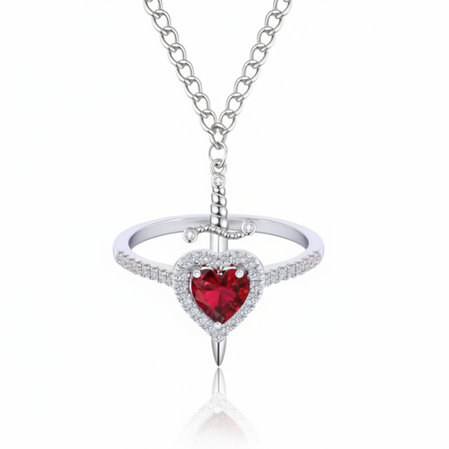 Heart & Dagger Ring and Bracelet Set - Silver - AETHERIA
