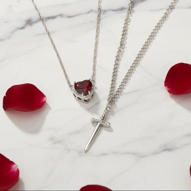 Heart & Dagger Necklace Set