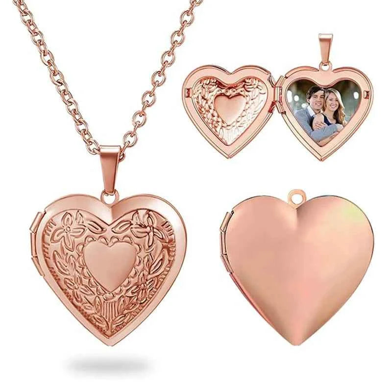 Personalized Locket Necklace for Women Custom Photo Heart Pendant Necklace Customized Picture Lockets Necklaces Birthday Gifts