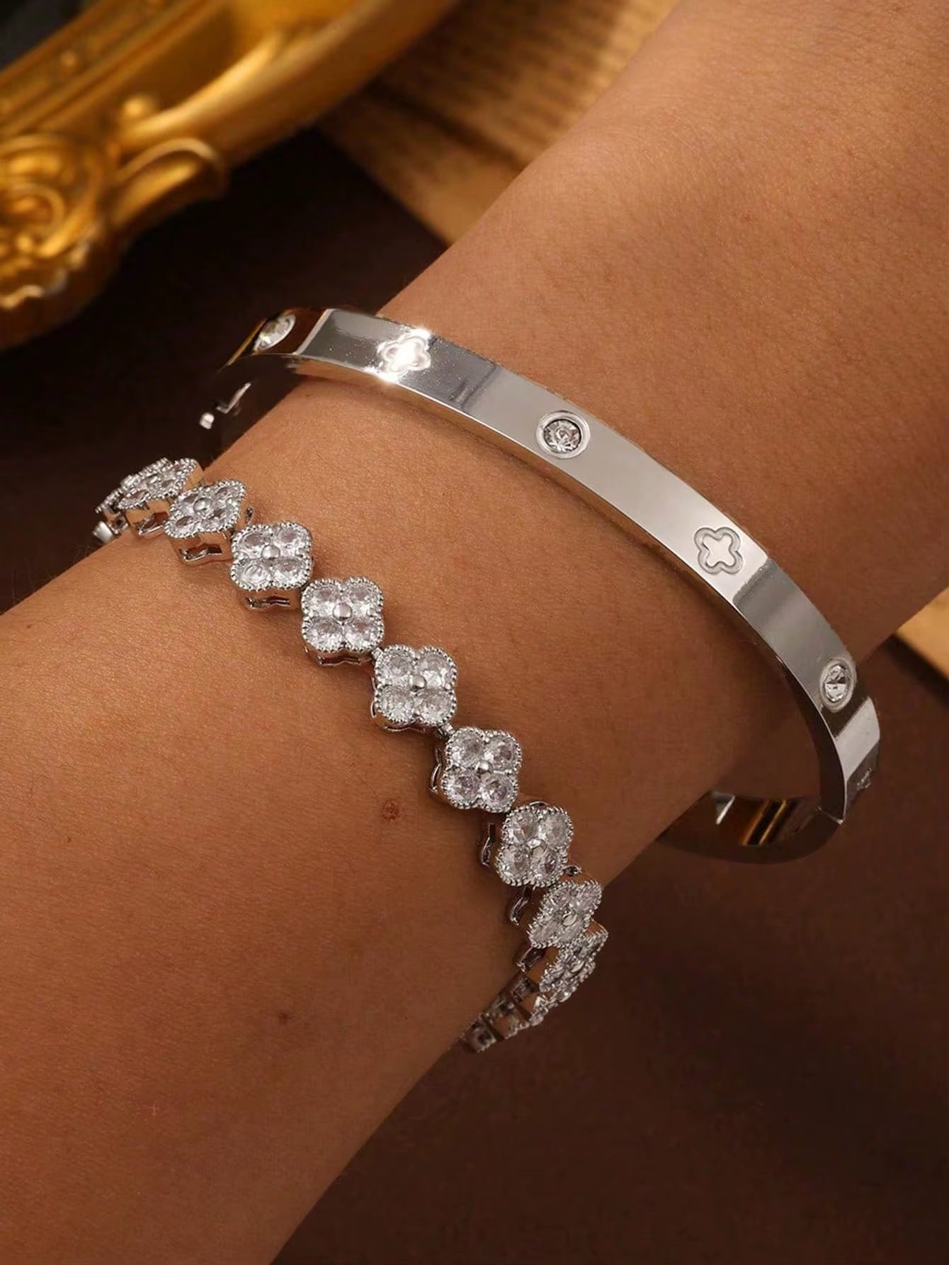 Clover Bangle Stack Bracelets