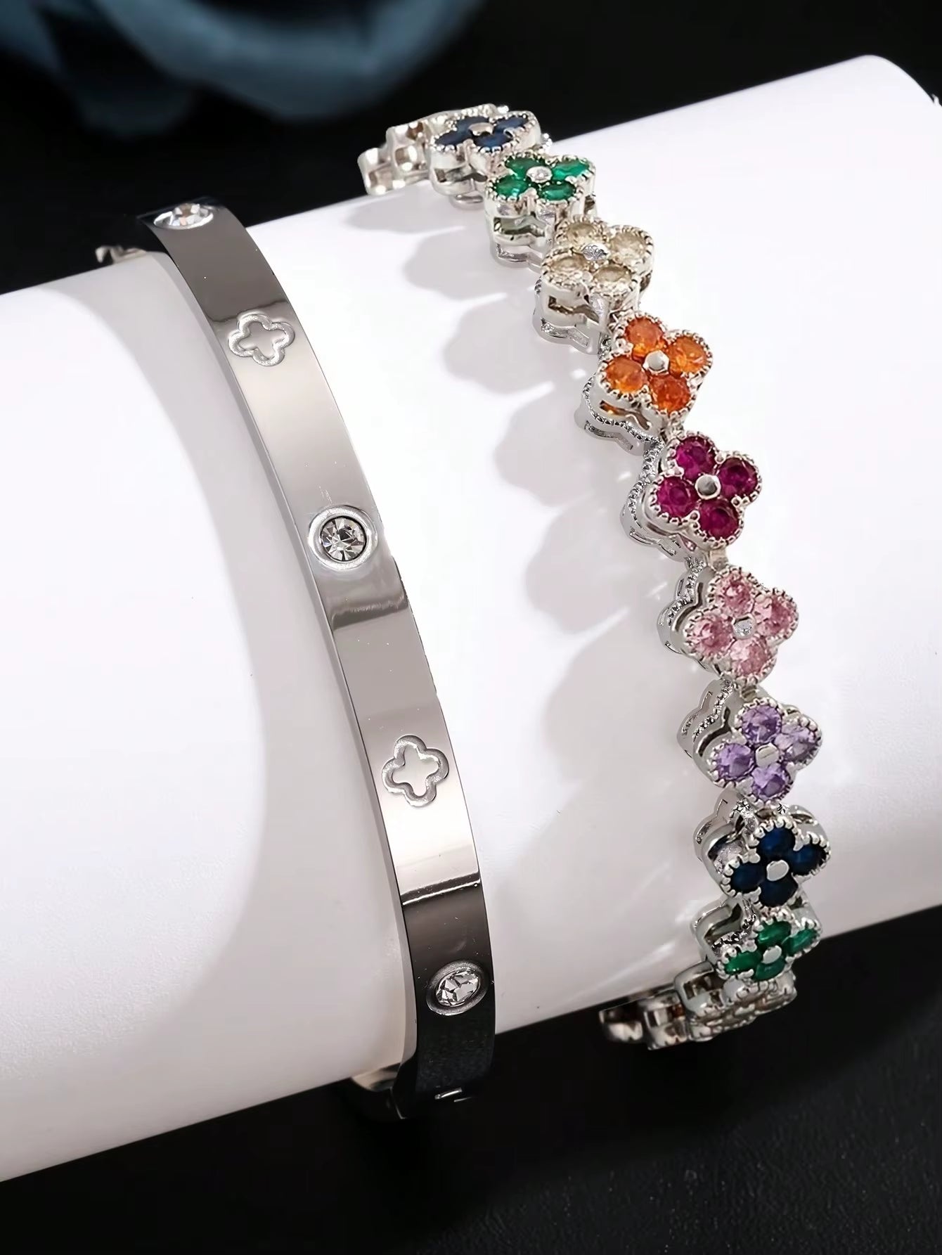 Clover Bangle Stack Bracelets