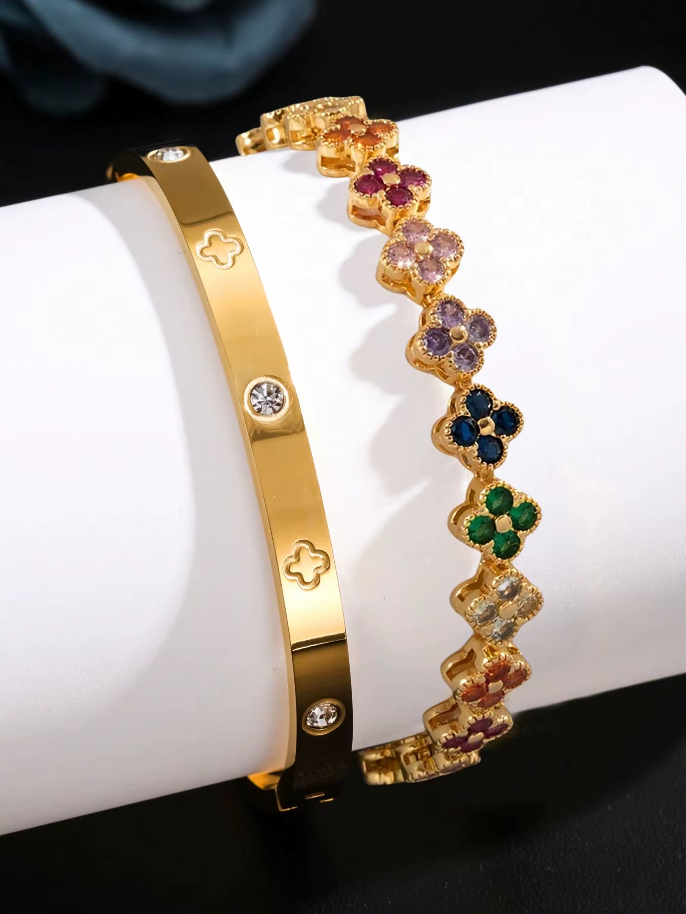 Clover Bangle Stack Bracelets