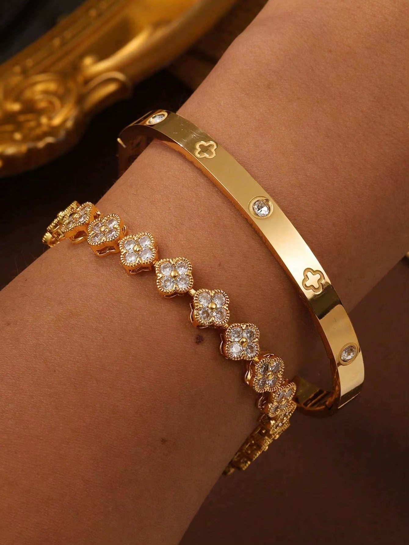 Clover Bangle Stack Bracelets
