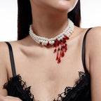 Crimson Kiss Pearl Choker
