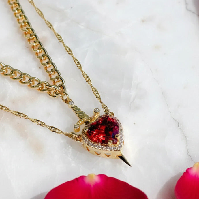 Heart & Dagger Necklace Set