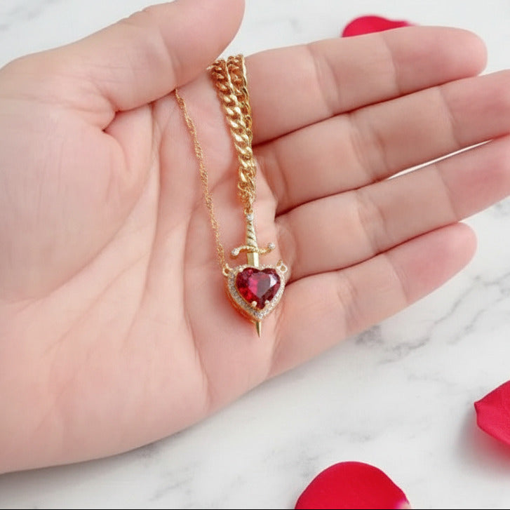 Heart & Dagger Necklace Set